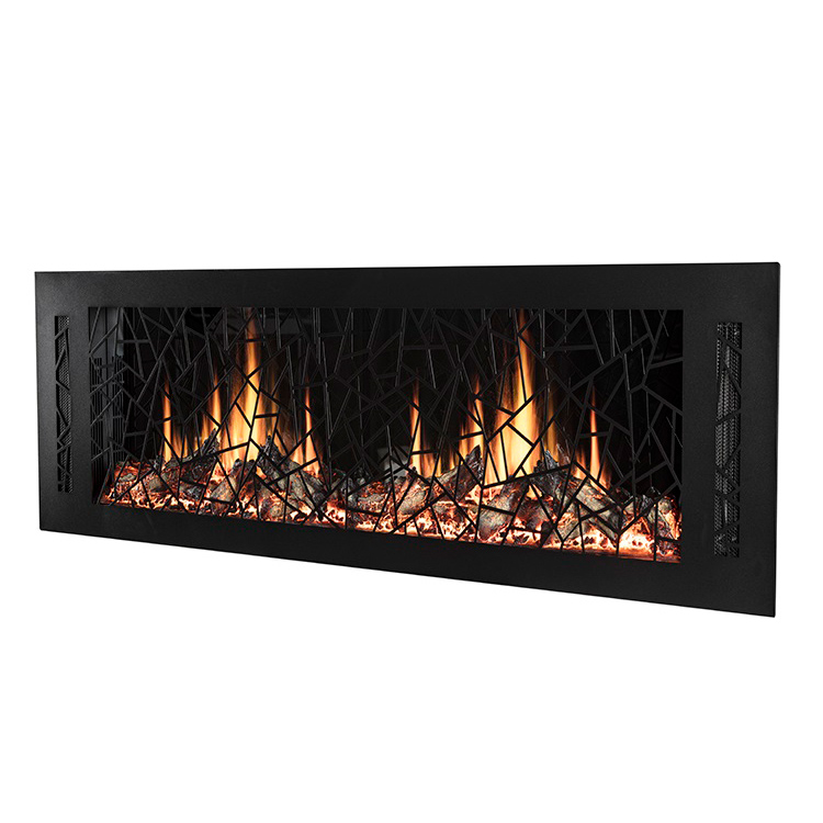 64 inch Amazing decorative flame 110v 220v burning sound black caved panel wall inserted electric fireplace (2)