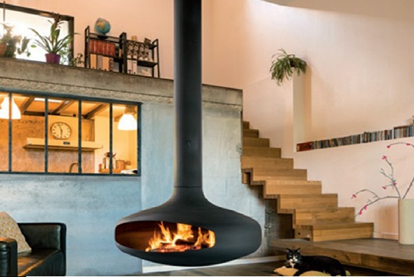 800 mm luxury 360 revolving true fire hanging fireplace