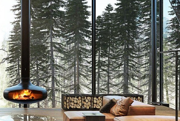 800 mm luxury 360 revolving true fire hanging fireplace