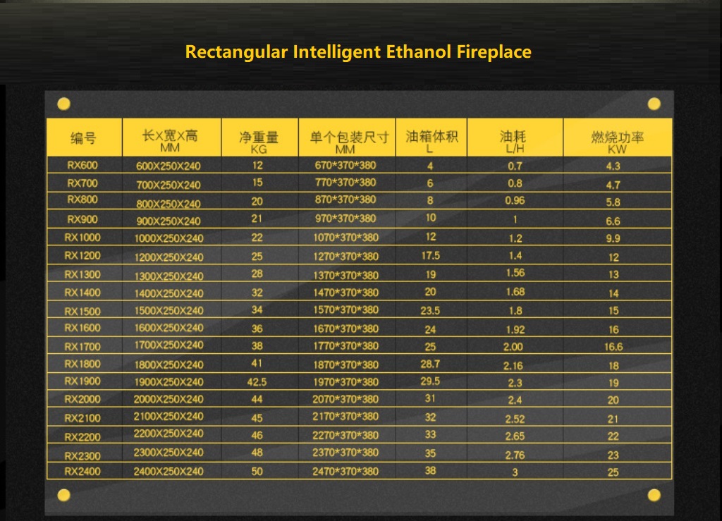 Rectangular Intelligent Ethanol Fireplace
